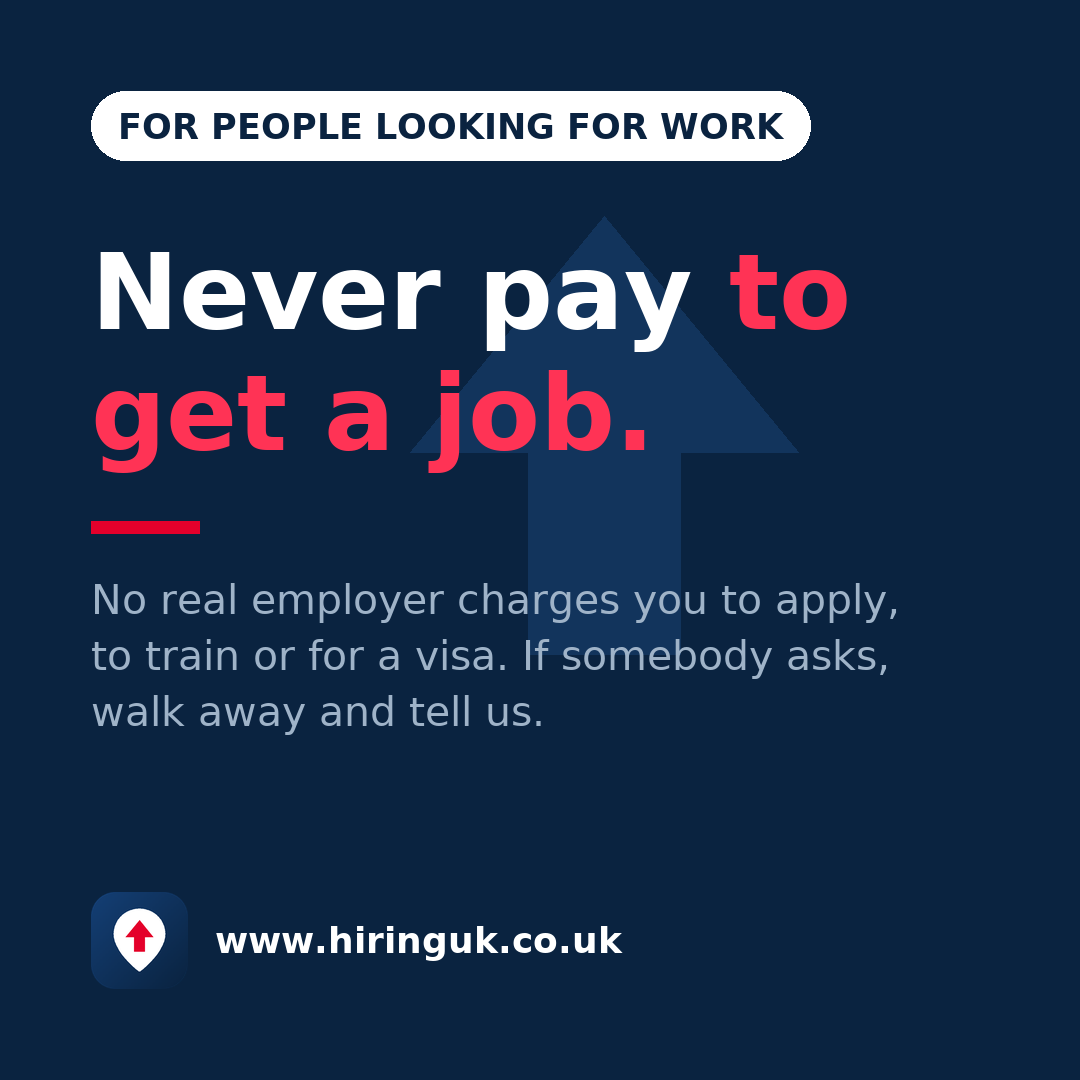 Never pay to get a job.