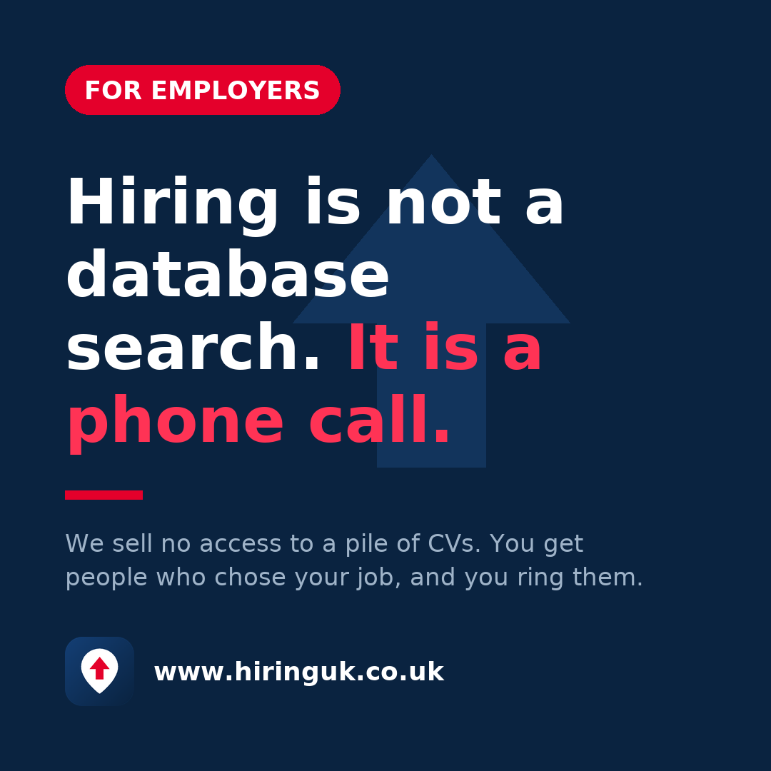 Hiring is not a database search. It is a phone call.