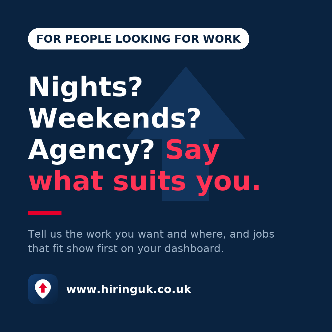 Nights? Weekends? Agency? Say what suits you.