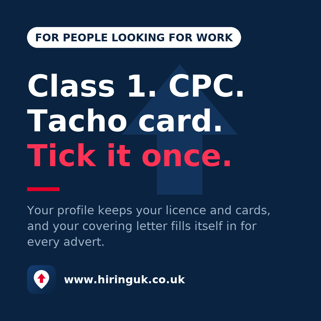 Class 1. CPC. Tacho card. Tick it once.