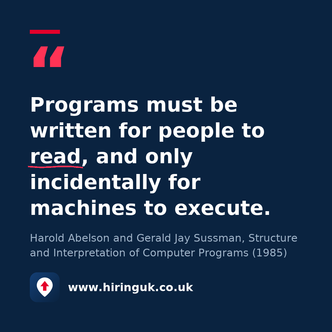 Quote card: Programs must be written for people to read, and only incidentally for machines to execute.