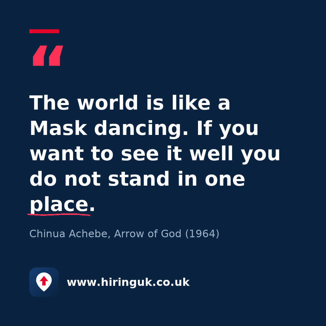 Quote card: The world is like a Mask dancing. If you want to see it well you do not stand in one place.