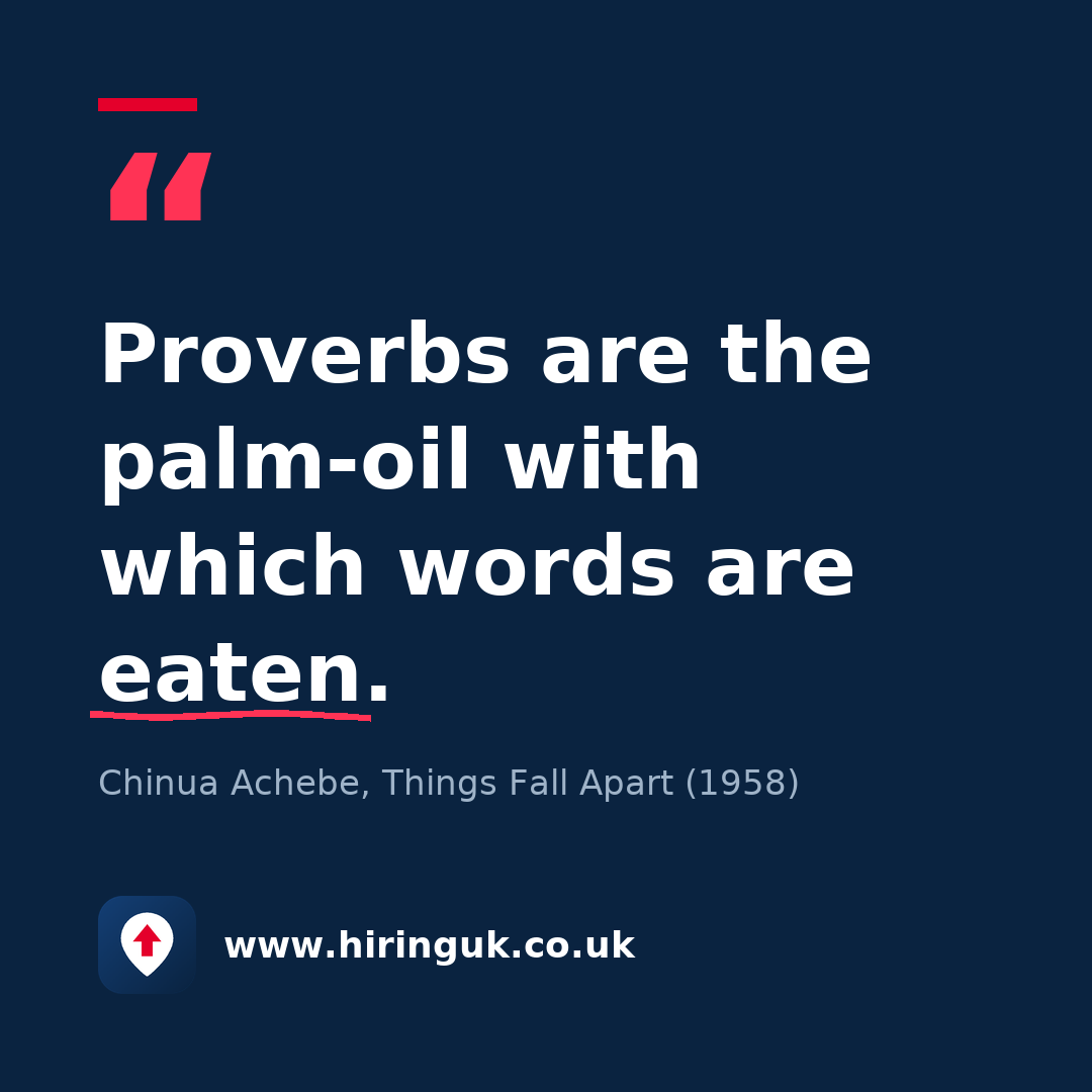 Quote card: Proverbs are the palm-oil with which words are eaten.