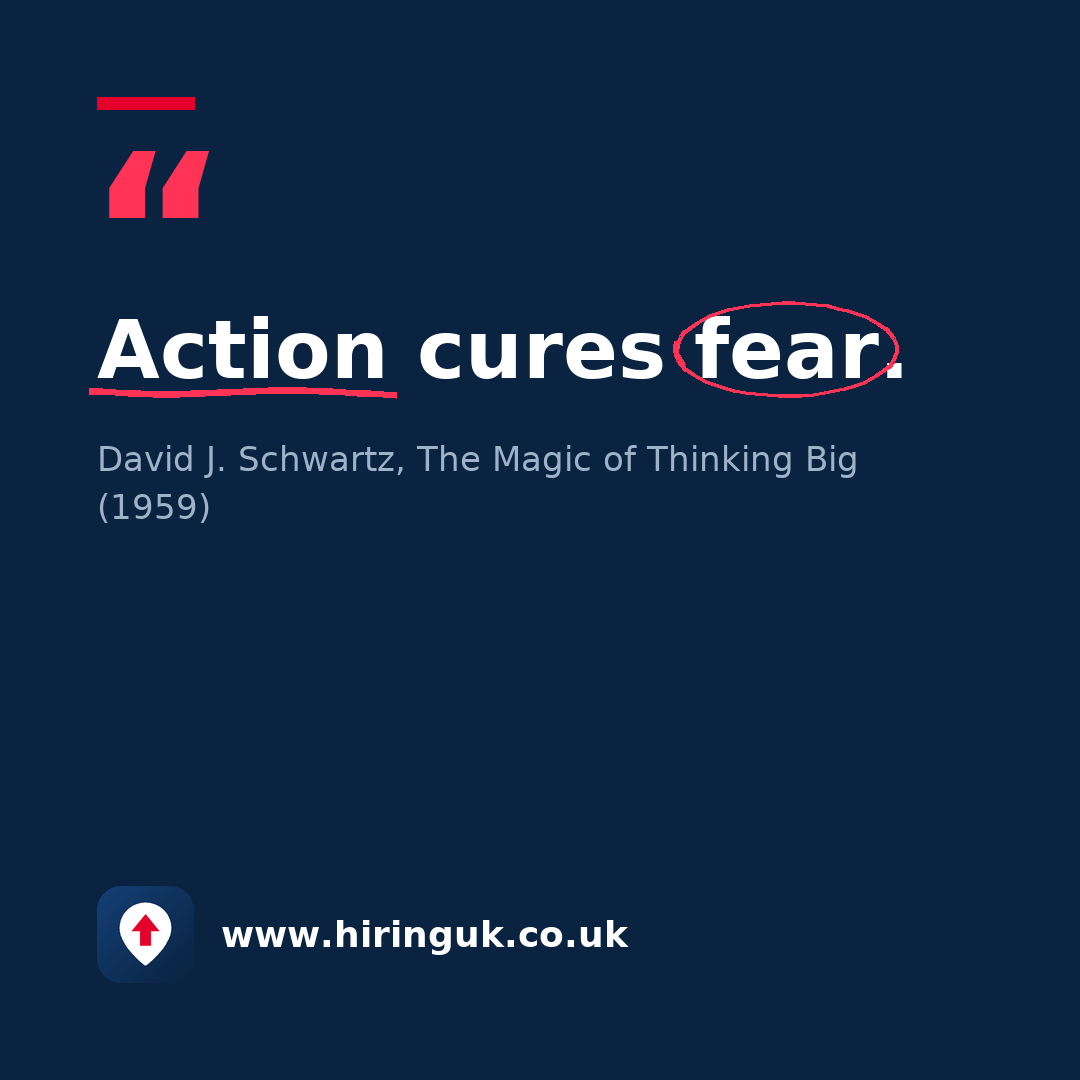 Quote card: Action cures fear.