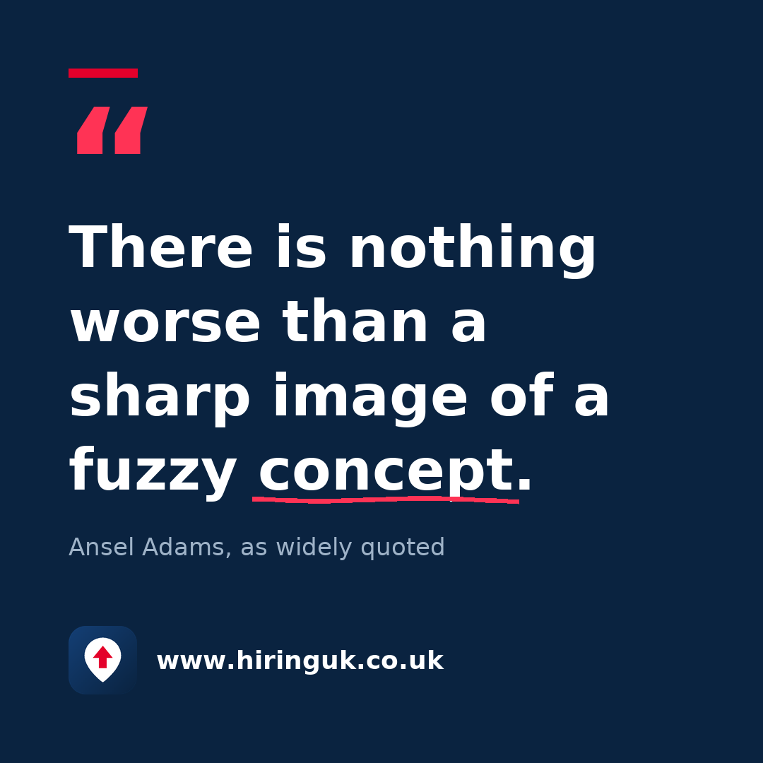 Quote card: There is nothing worse than a sharp image of a fuzzy concept.