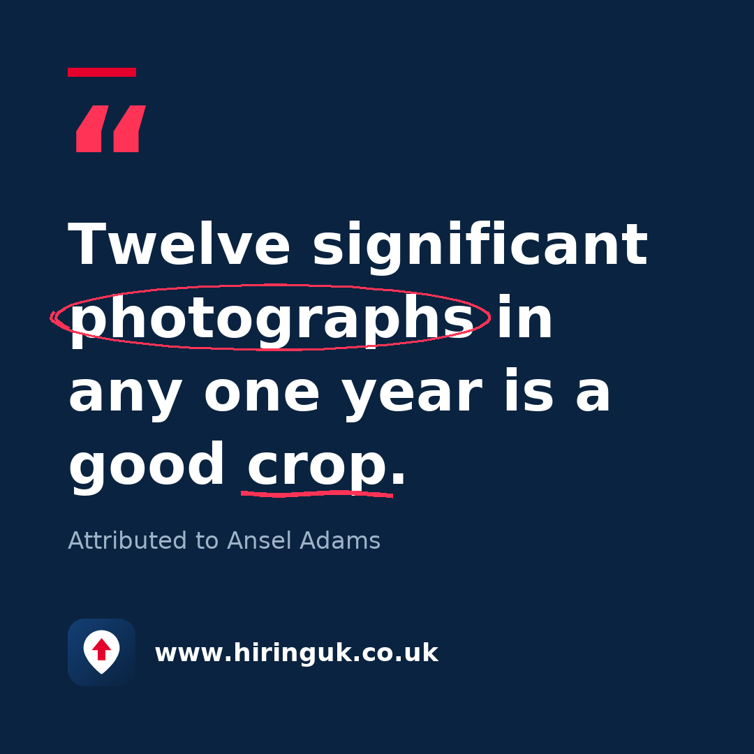 Quote card: Twelve significant photographs in any one year is a good crop.