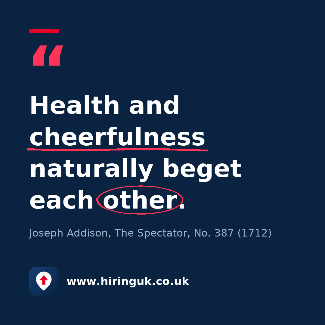 Quote card: Health and cheerfulness naturally beget each other.