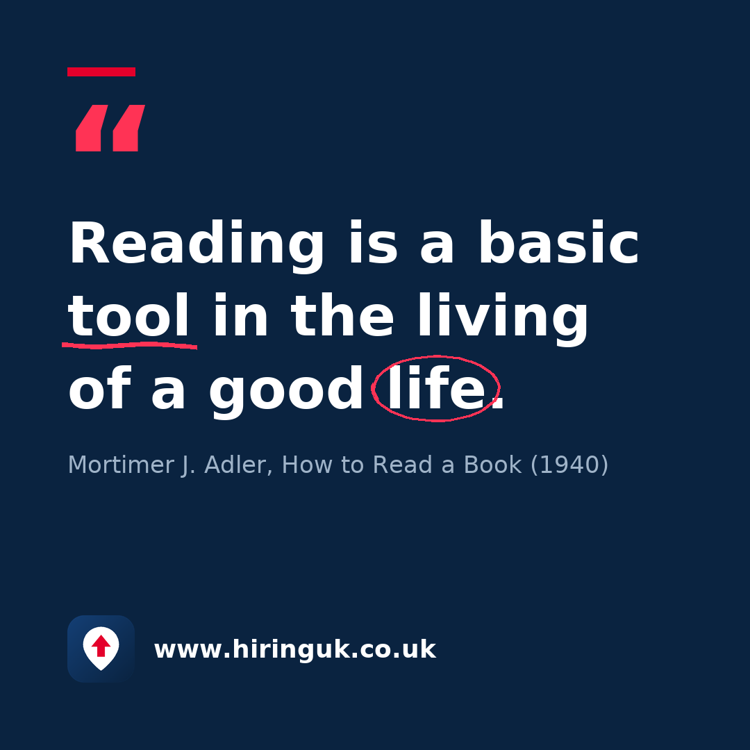 Quote card: Reading is a basic tool in the living of a good life.
