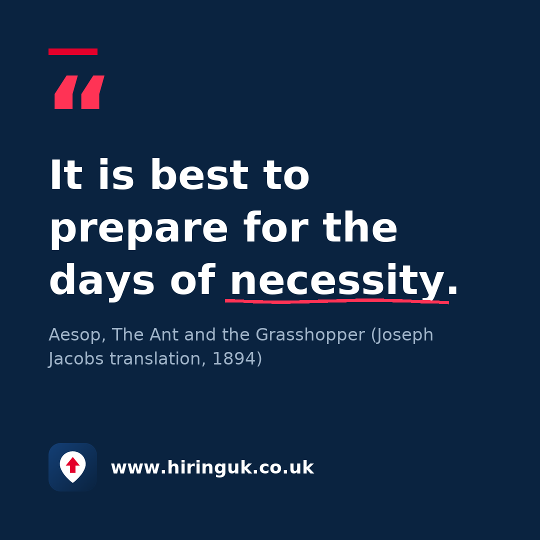 Quote card: It is best to prepare for the days of necessity.