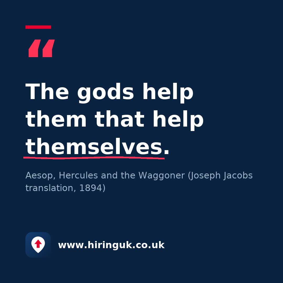 Quote card: The gods help them that help themselves.