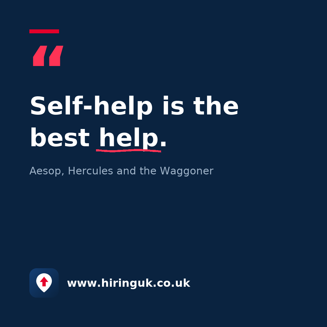 Quote card: Self-help is the best help.