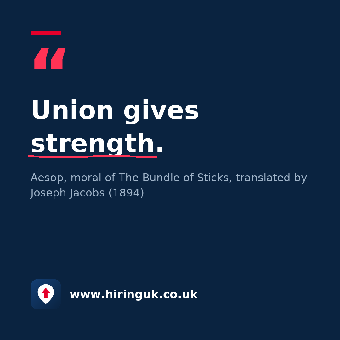 Quote card: Union gives strength.