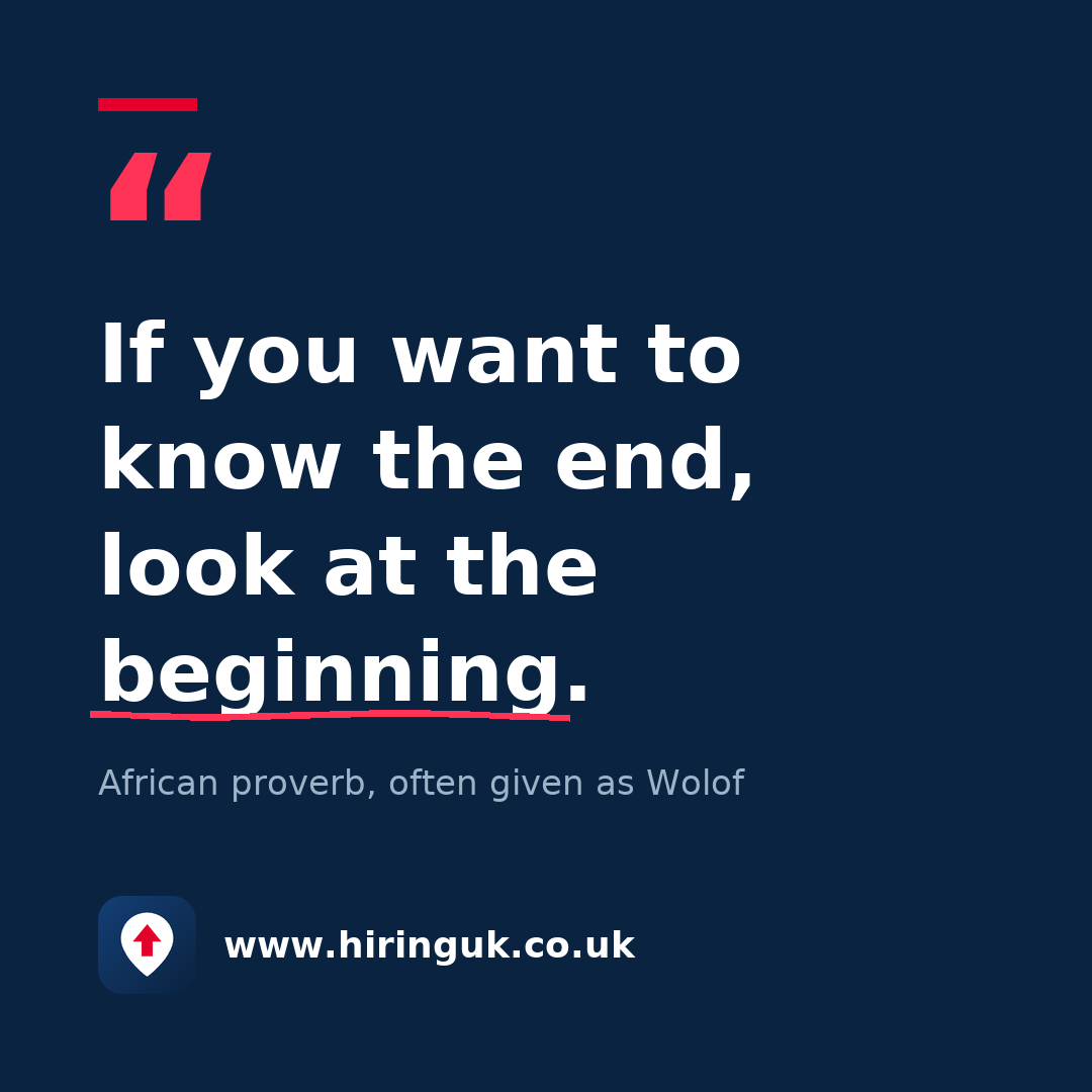 Quote card: If you want to know the end, look at the beginning.