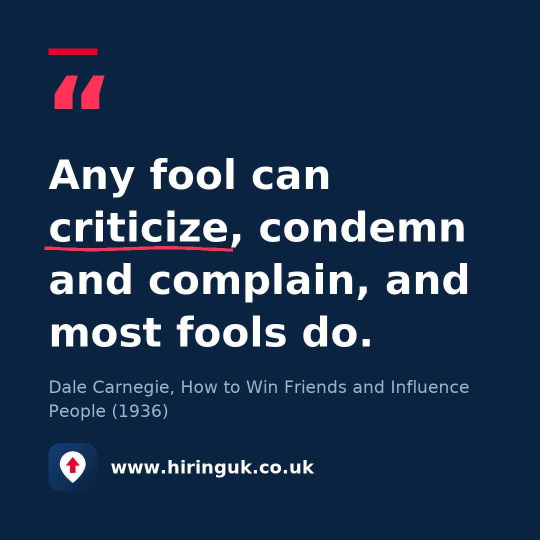 Quote card: Any fool can criticize, condemn and complain, and most fools do.