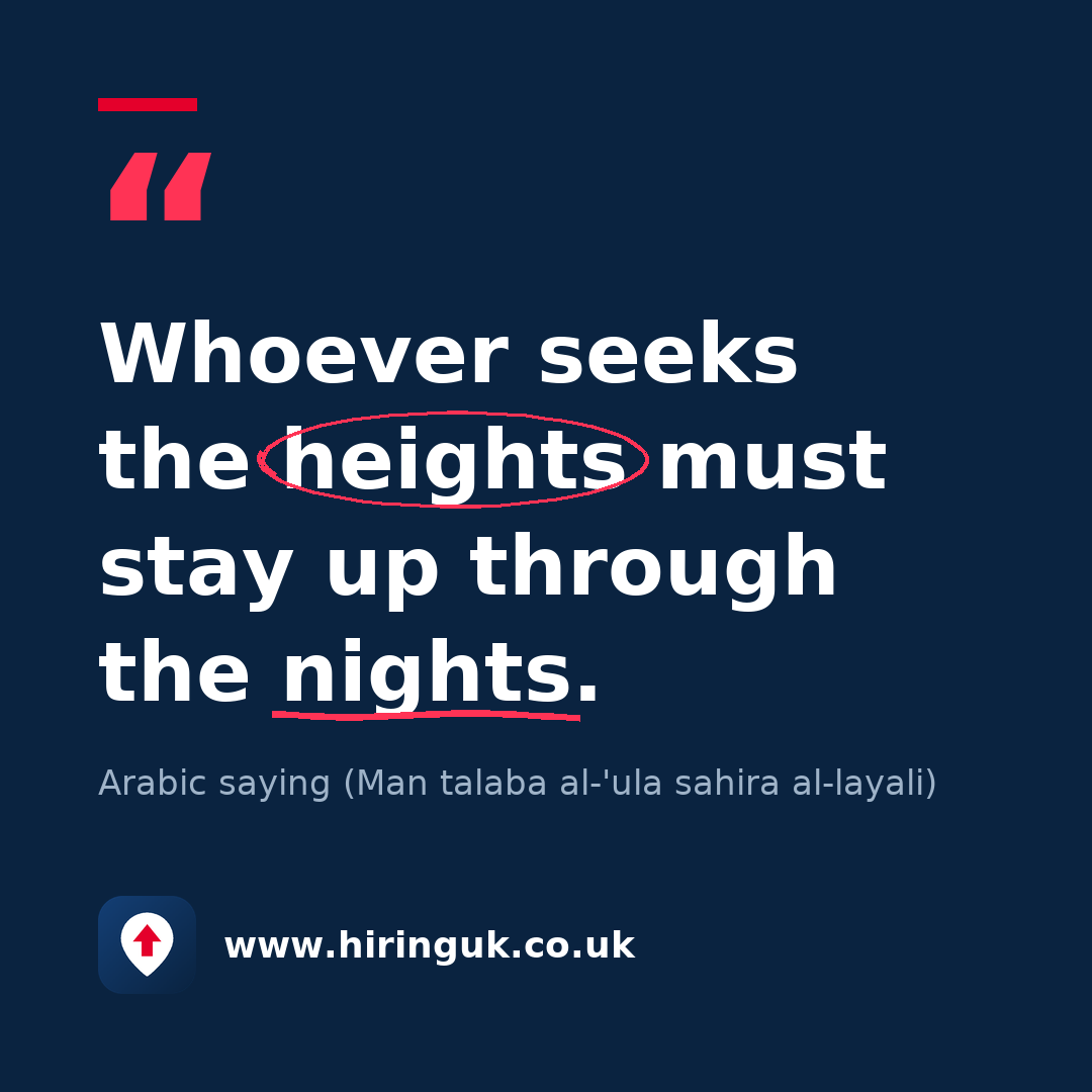 Quote card: Whoever seeks the heights must stay up through the nights.