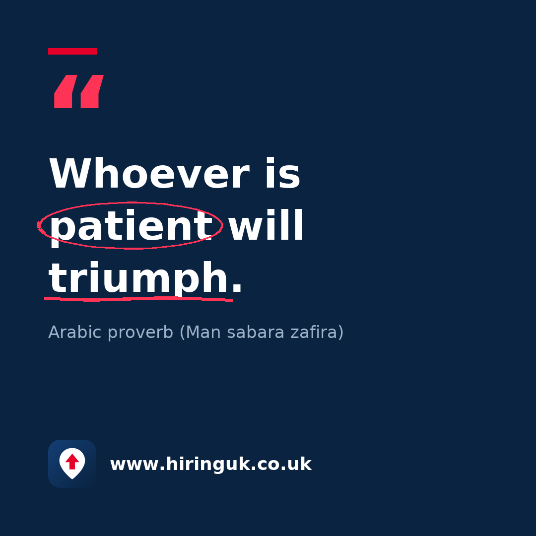 Quote card: Whoever is patient will triumph.