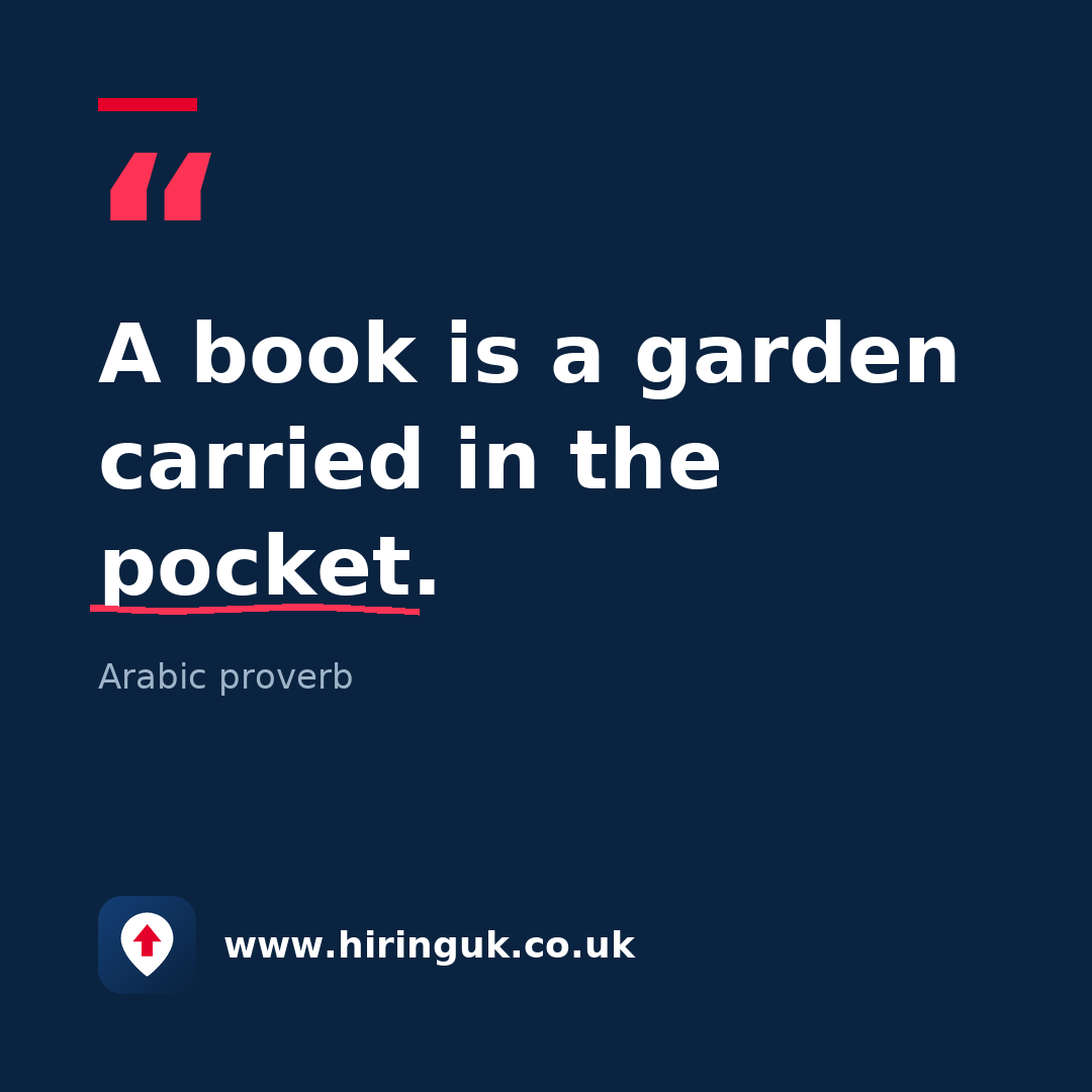 Quote card: A book is a garden carried in the pocket.