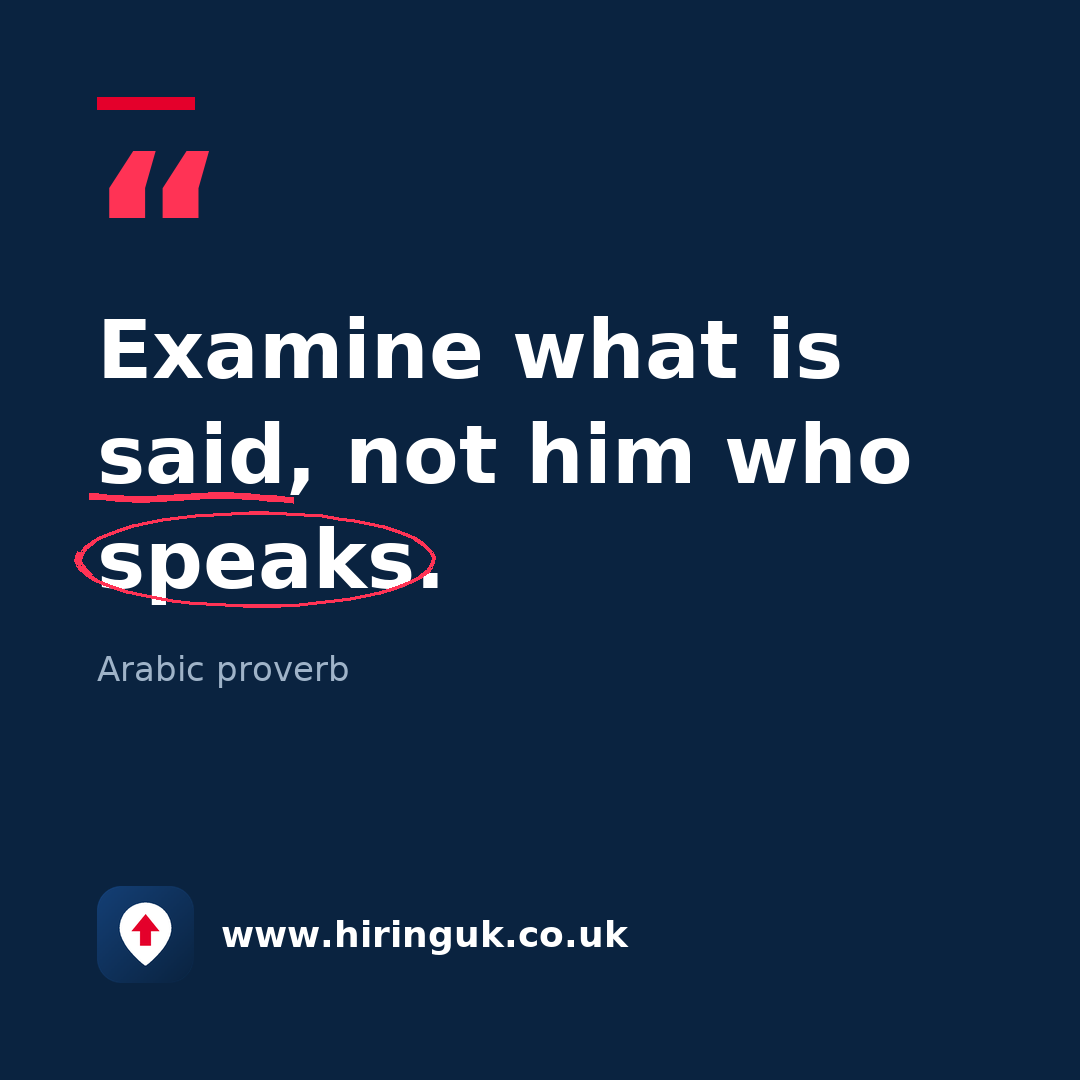 Quote card: Examine what is said, not him who speaks.