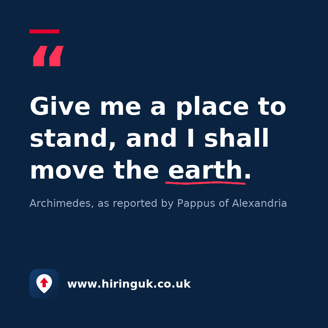 Quote card: Give me a place to stand, and I shall move the earth.