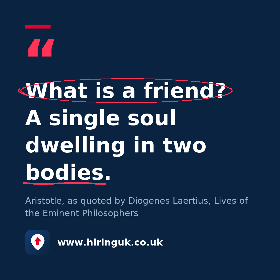 Quote card: What is a friend? A single soul dwelling in two bodies.