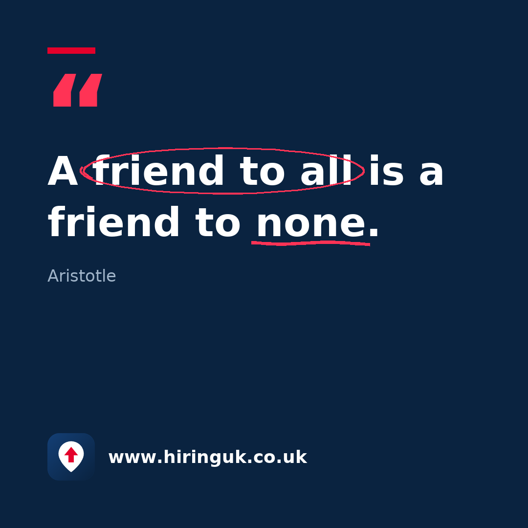 Quote card: A friend to all is a friend to none.