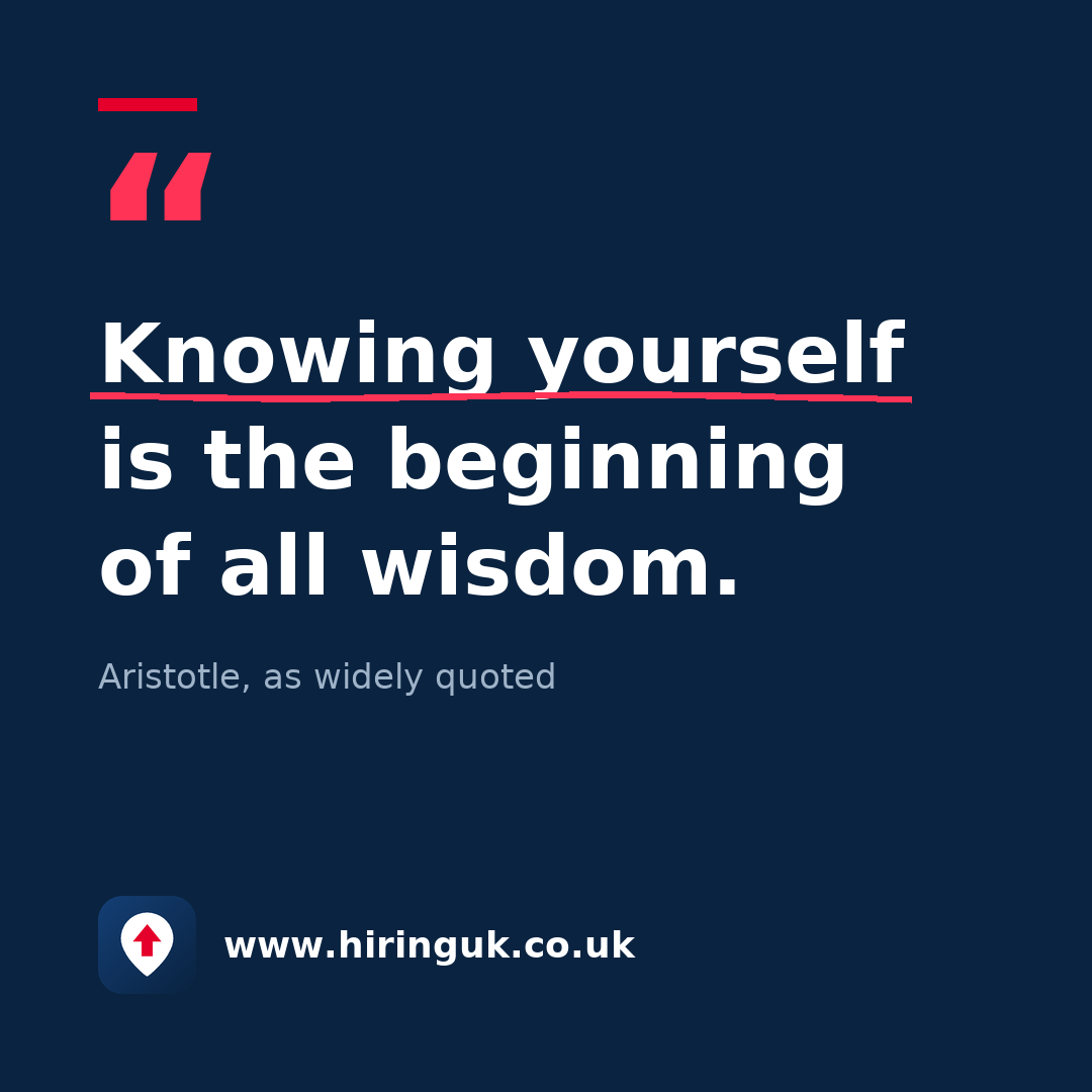 Quote card: Knowing yourself is the beginning of all wisdom.