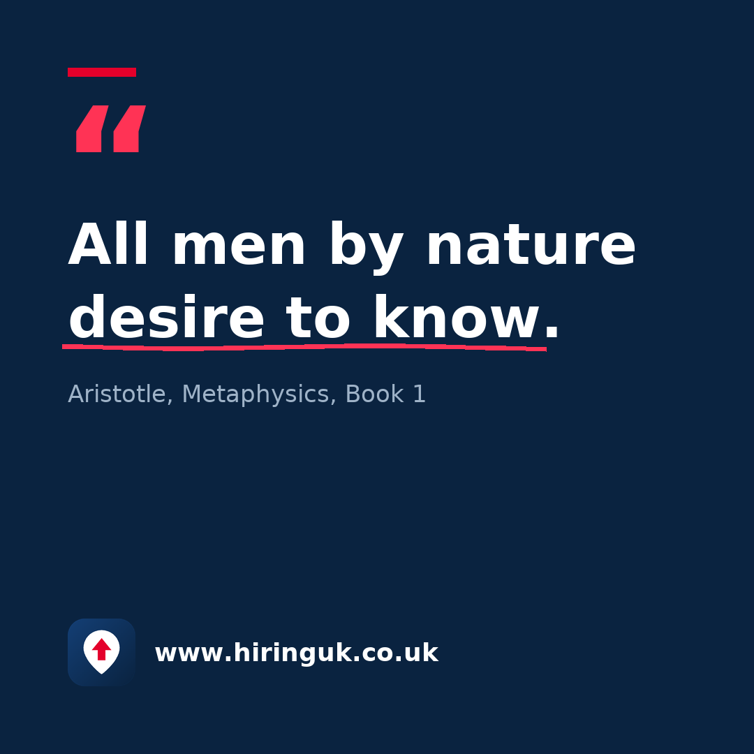 Quote card: All men by nature desire to know.