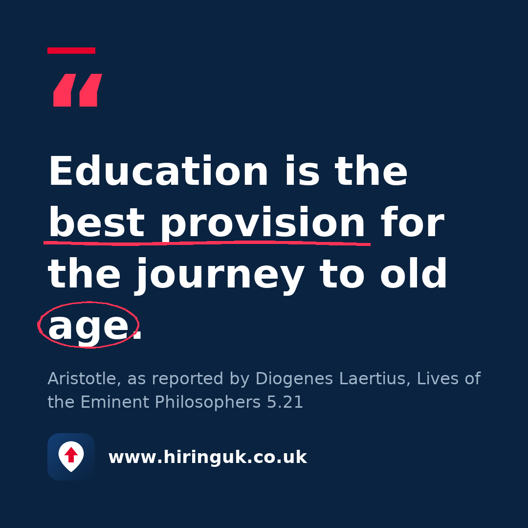Quote card: Education is the best provision for the journey to old age.