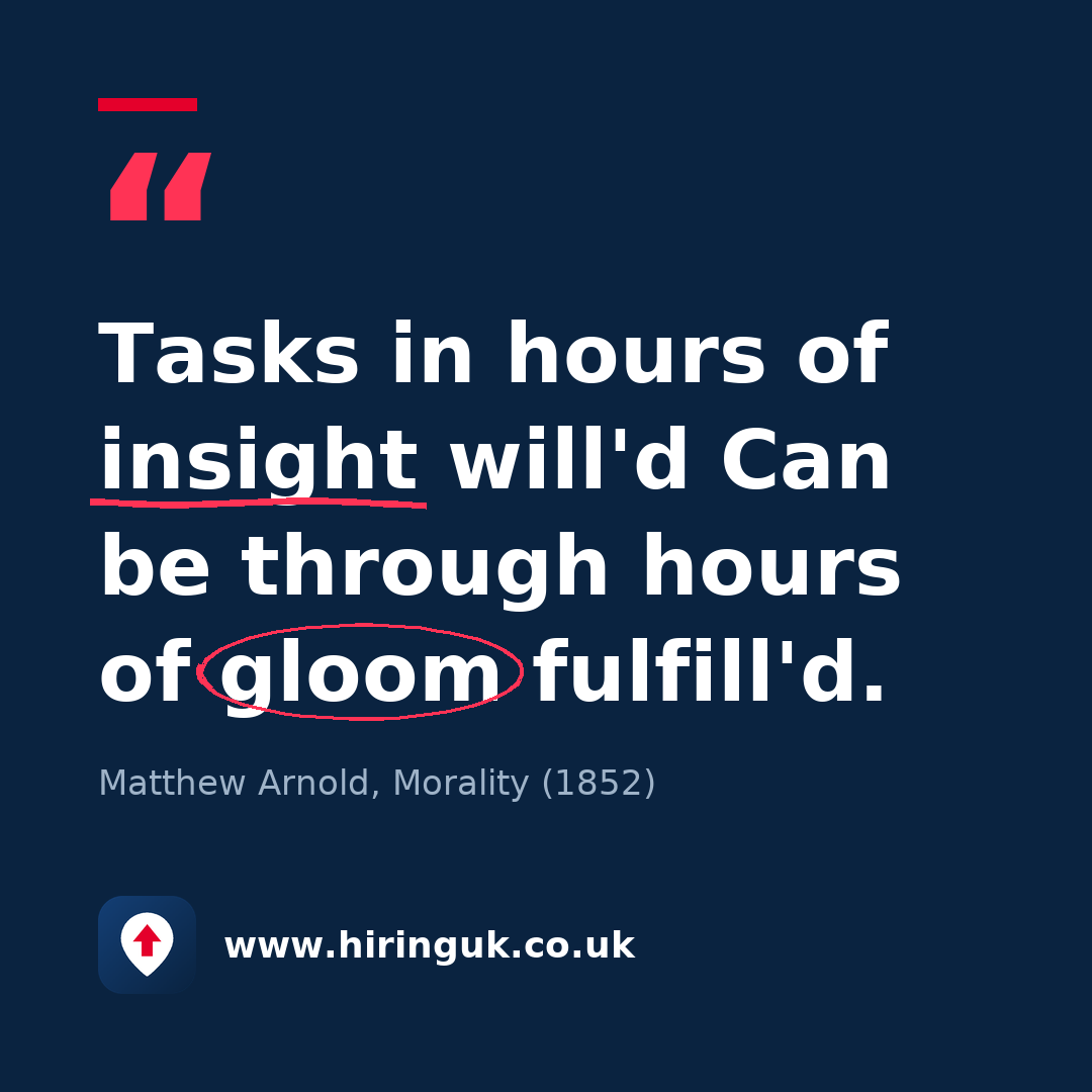 Quote card: Tasks in hours of insight will'd Can be through hours of gloom fulfill'd.