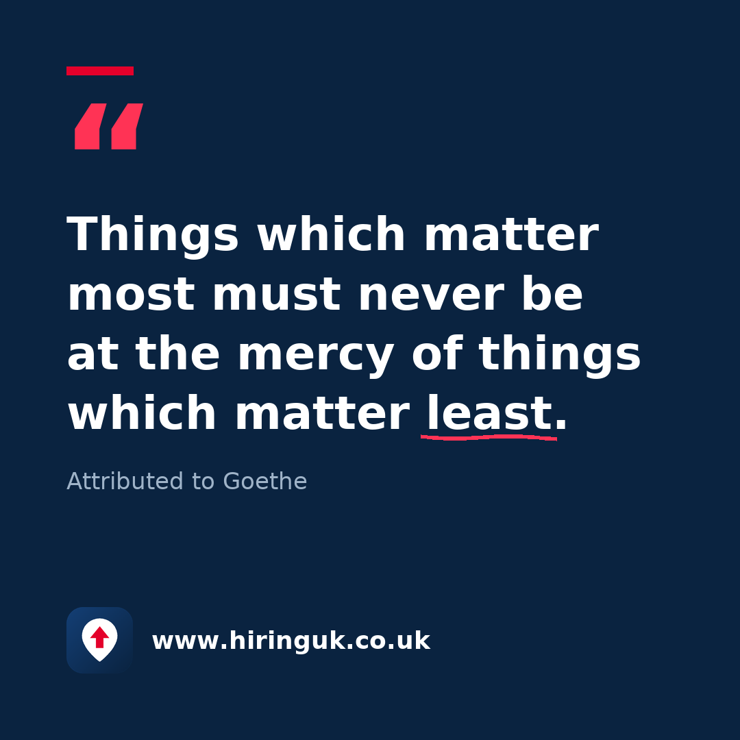 Quote card: Things which matter most must never be at the mercy of things which matter least.