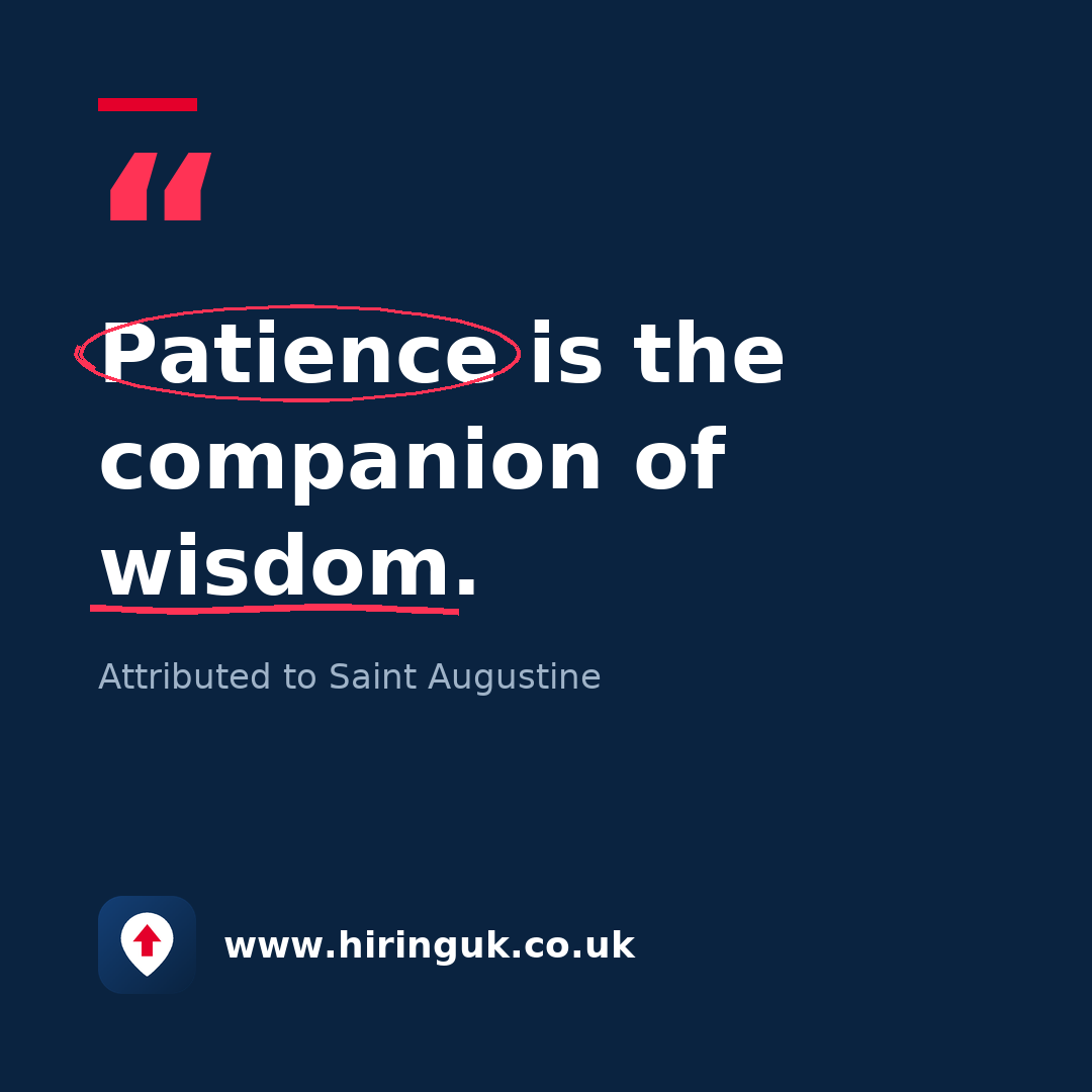 Quote card: Patience is the companion of wisdom.