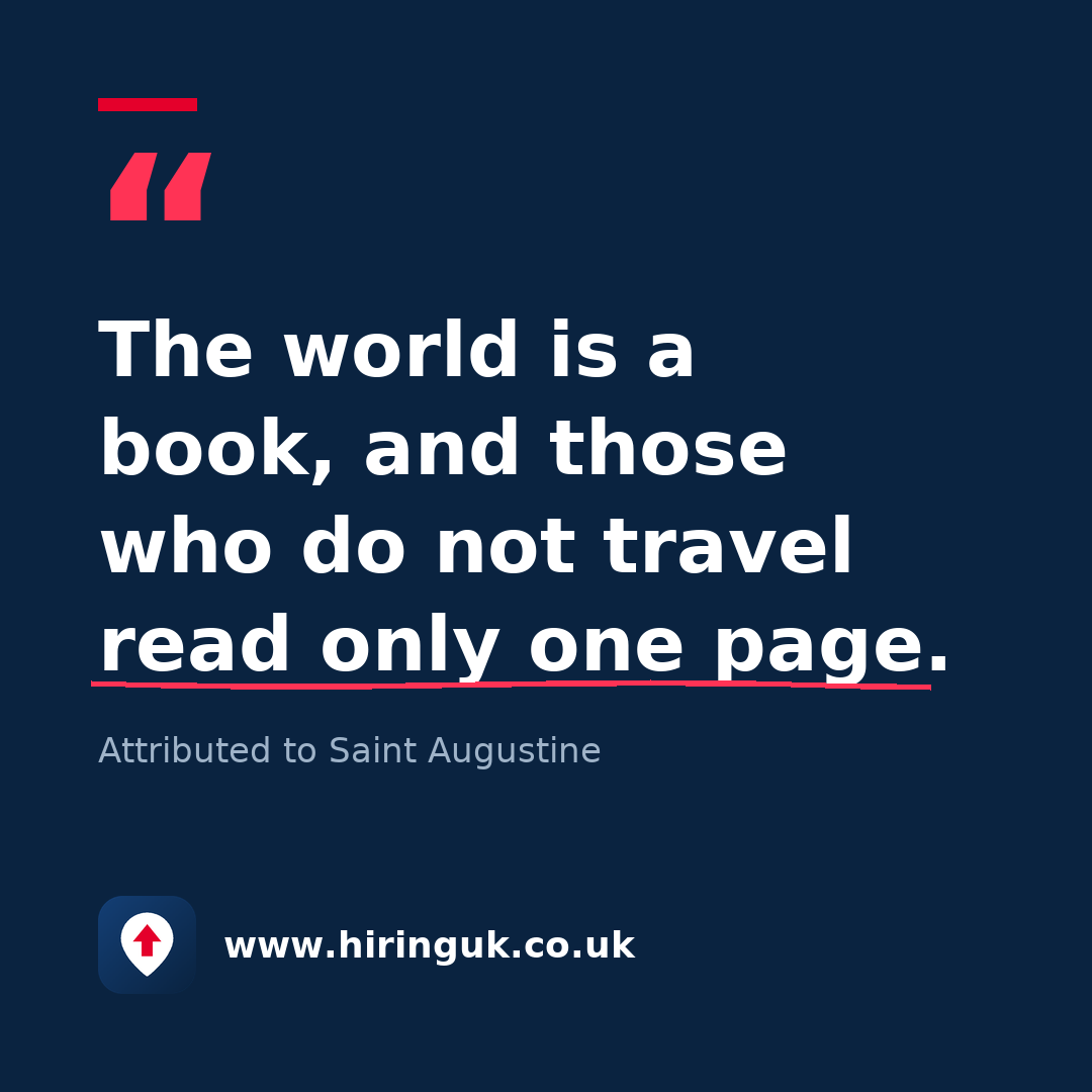 Quote card: The world is a book, and those who do not travel read only one page.