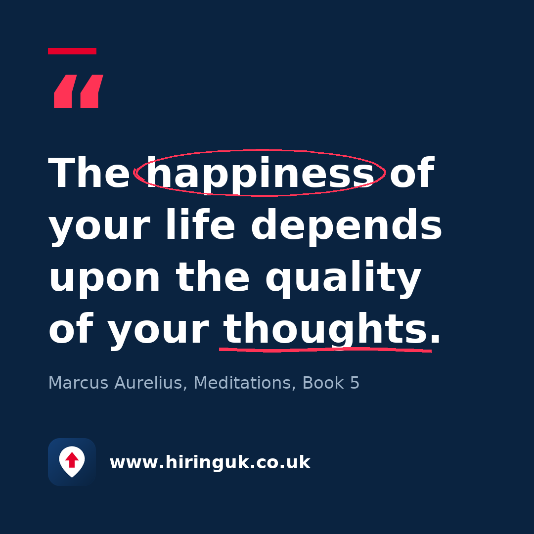 Quote card: The happiness of your life depends upon the quality of your thoughts.