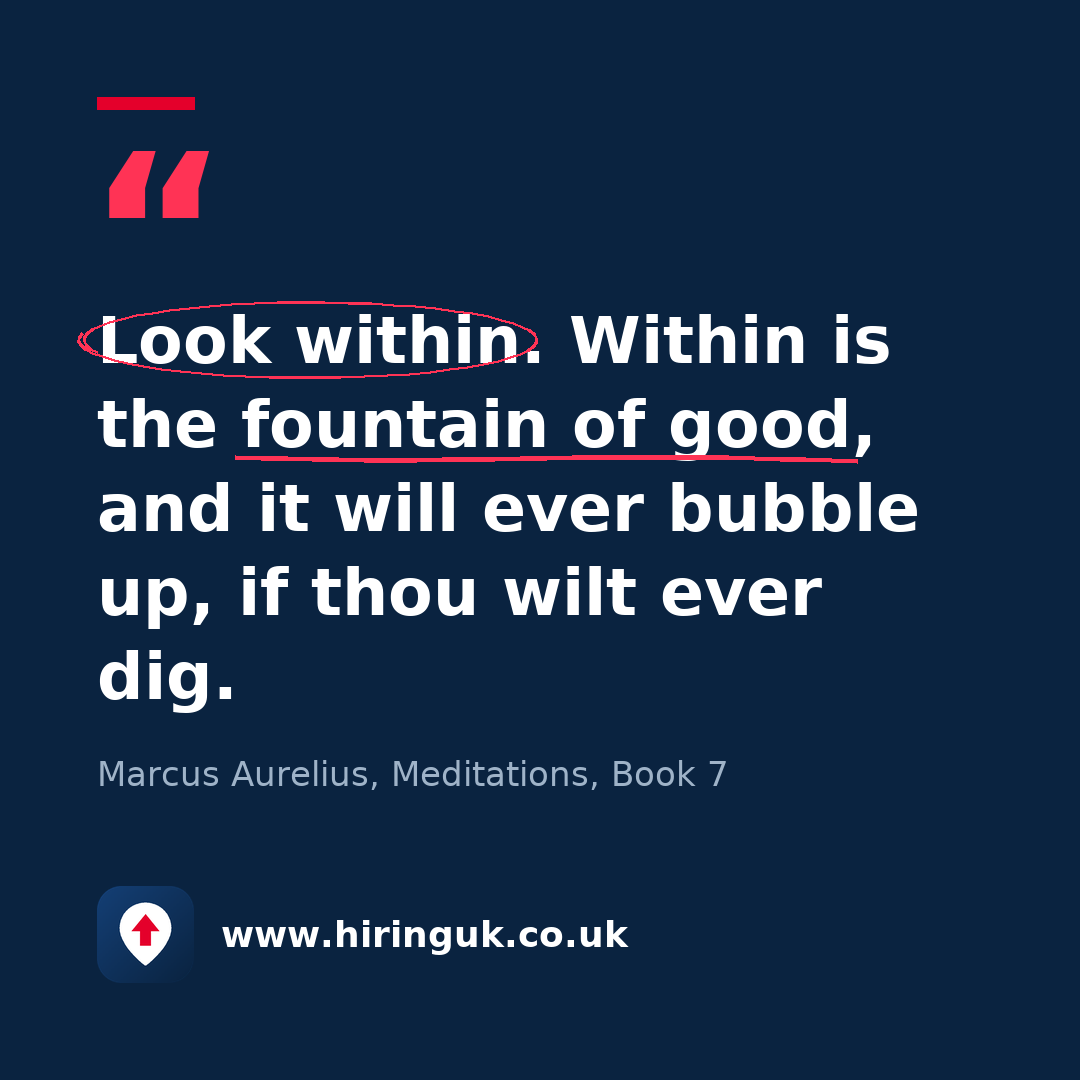 Quote card: Look within. Within is the fountain of good, and it will ever bubble up, if thou wilt ever dig.