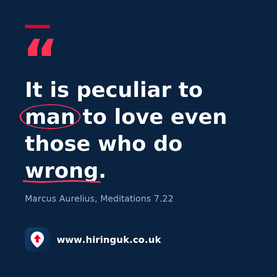 Quote card: It is peculiar to man to love even those who do wrong.