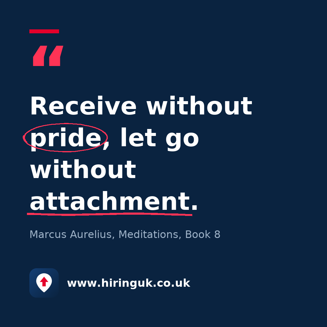 Quote card: Receive without pride, let go without attachment.