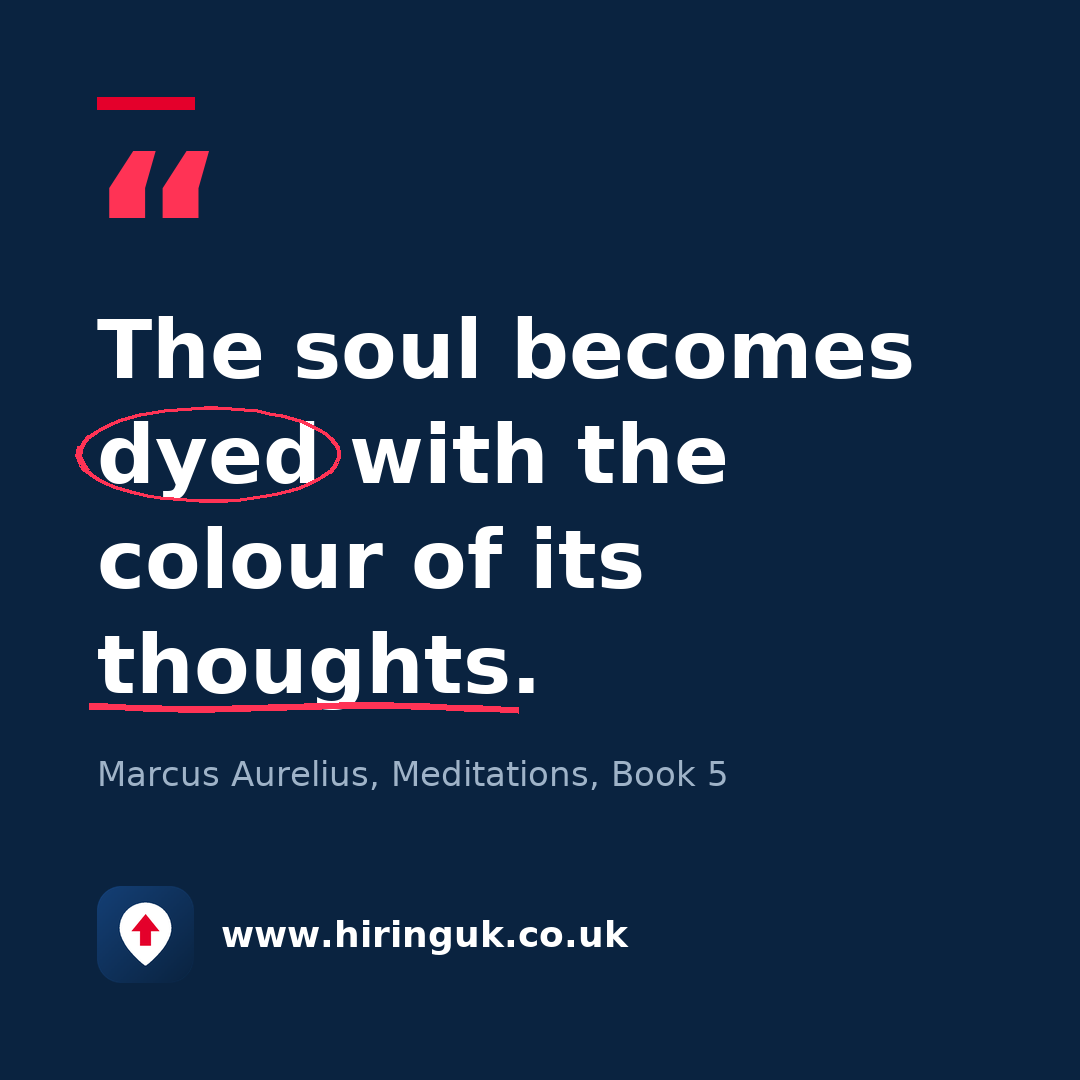 Quote card: The soul becomes dyed with the colour of its thoughts.
