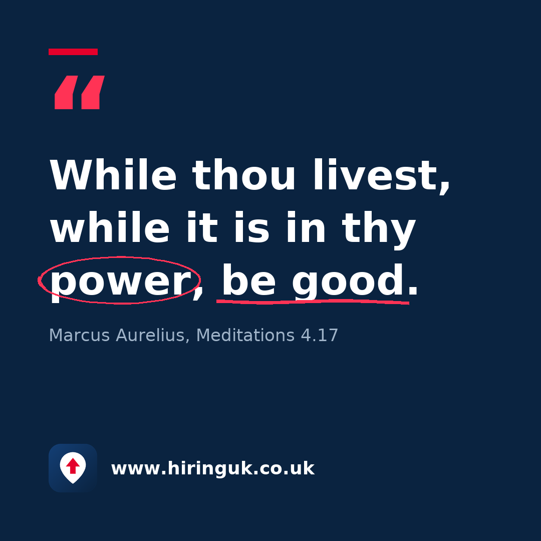 Quote card: While thou livest, while it is in thy power, be good.