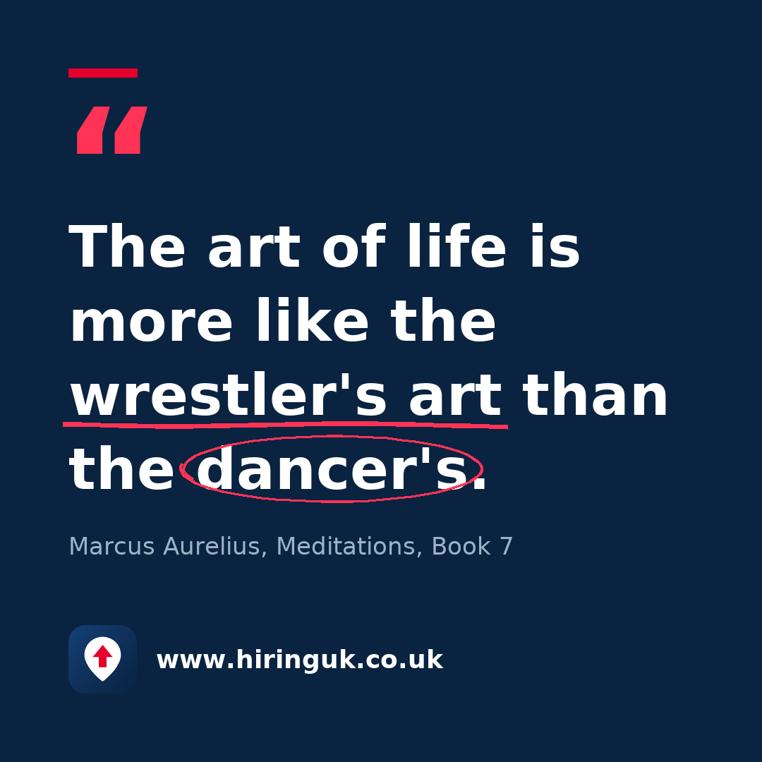 Quote card: The art of life is more like the wrestler's art than the dancer's.