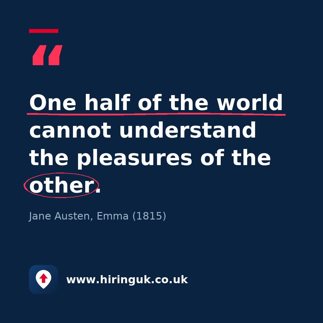Quote card: One half of the world cannot understand the pleasures of the other.