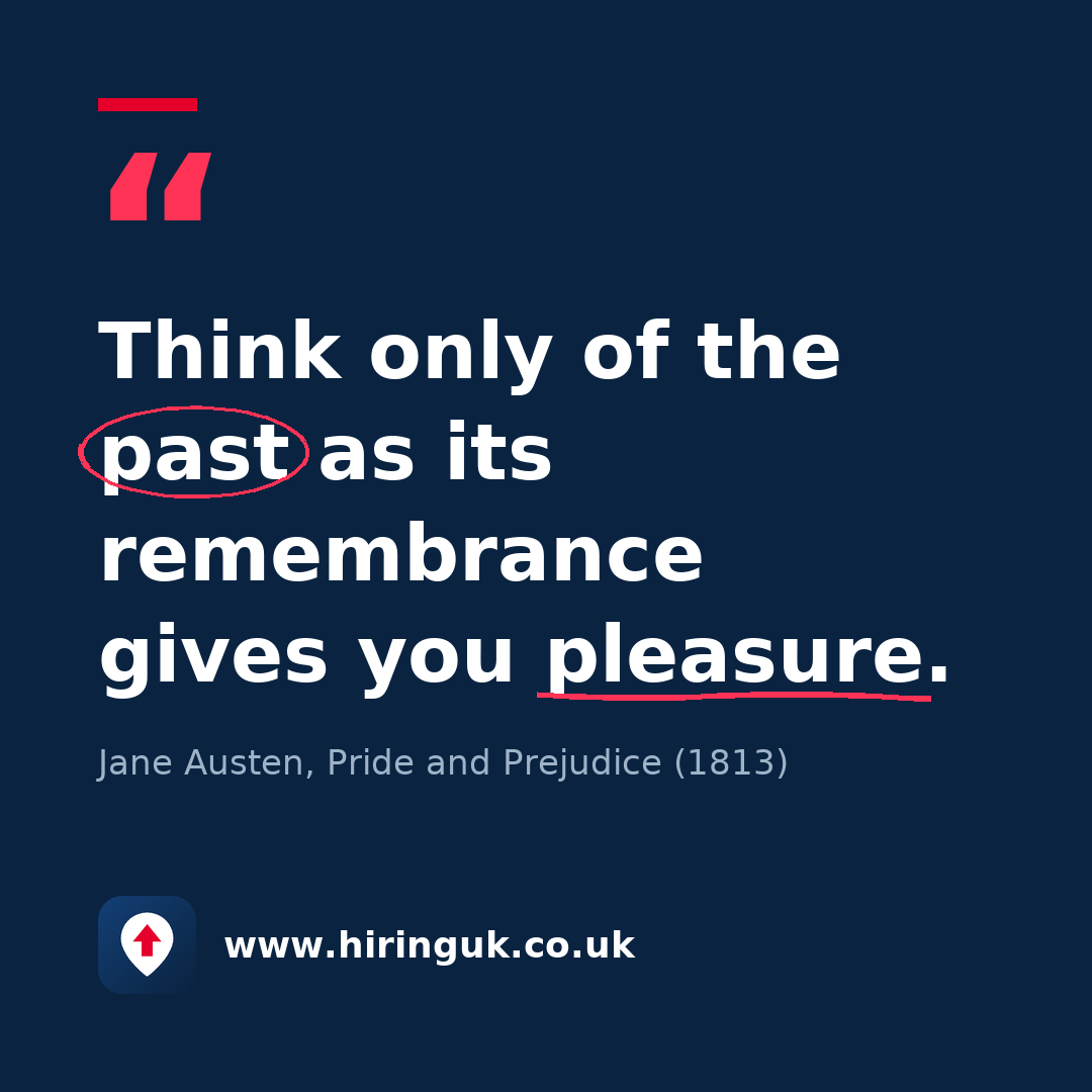 Quote card: Think only of the past as its remembrance gives you pleasure.