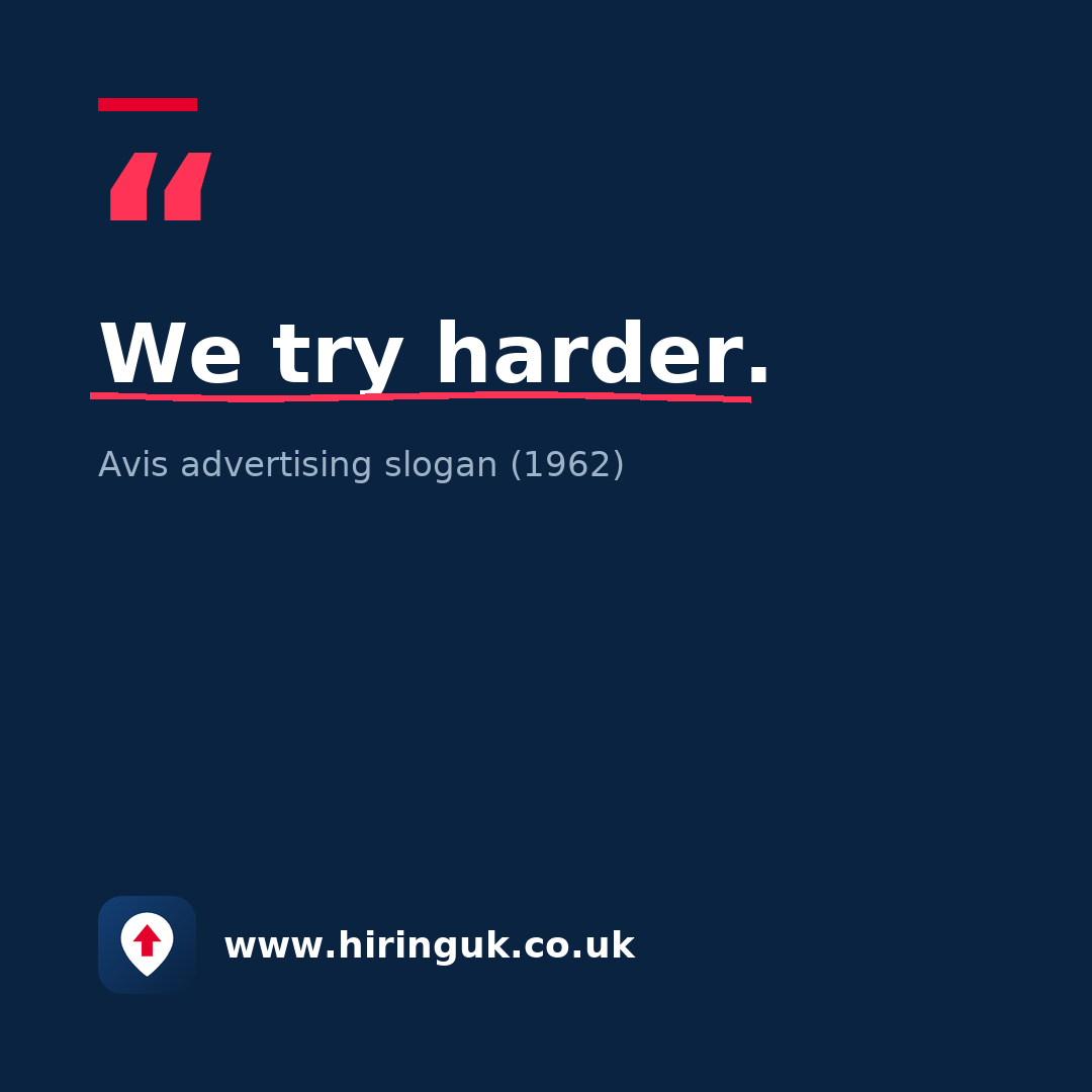 Quote card: We try harder.