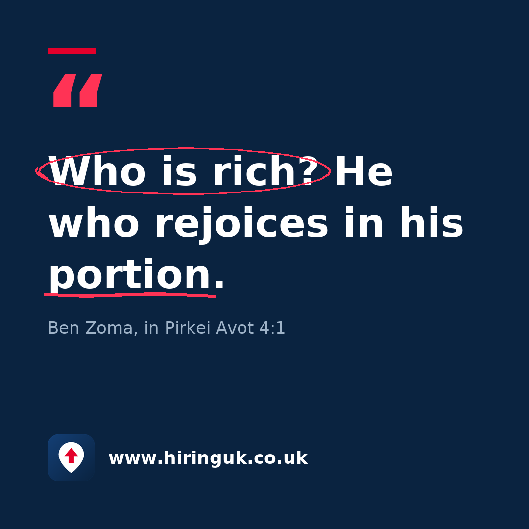 Quote card: Who is rich? He who rejoices in his portion.
