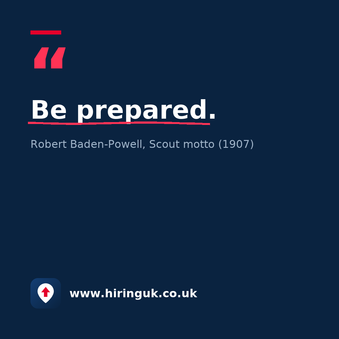 Quote card: Be prepared.