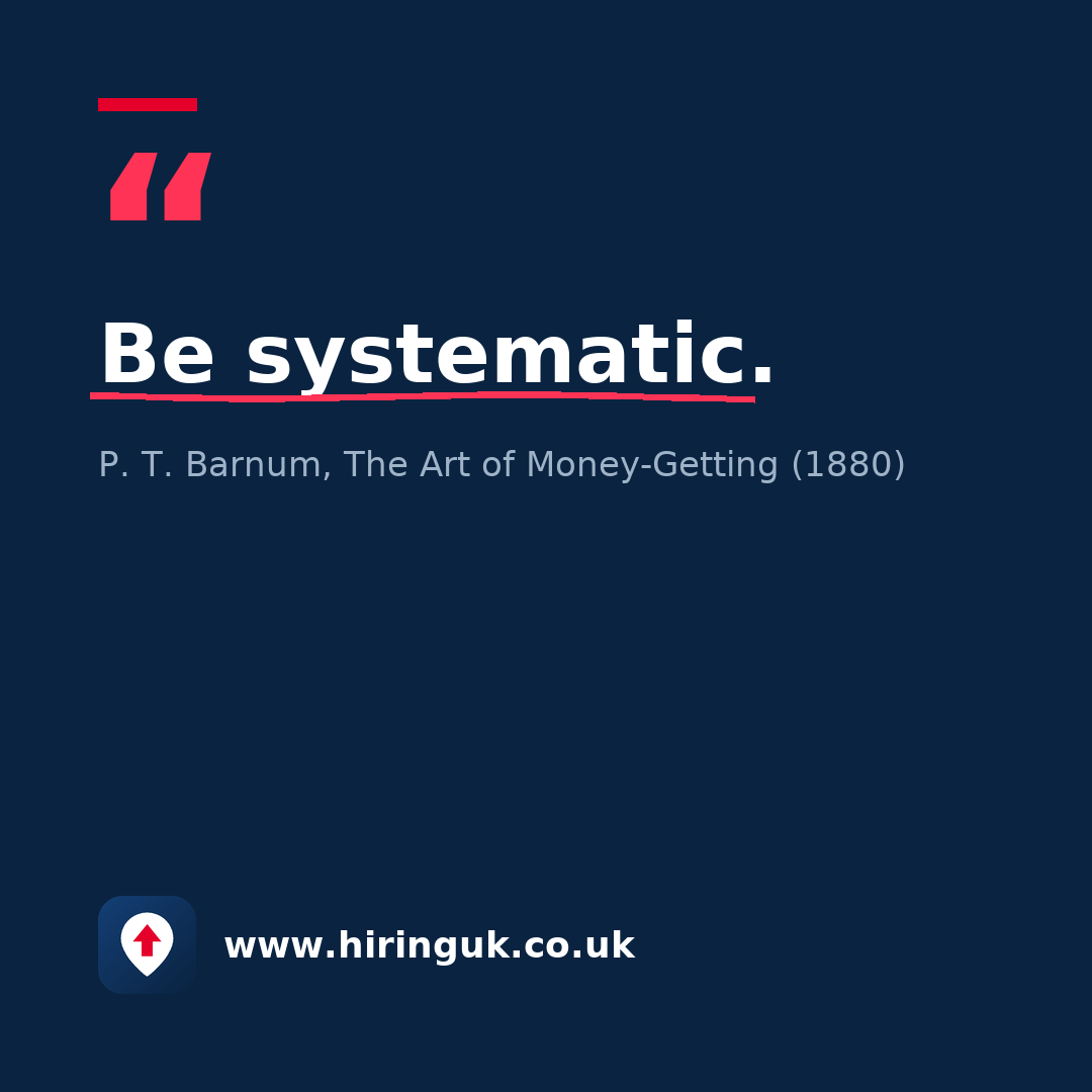 Quote card: Be systematic.