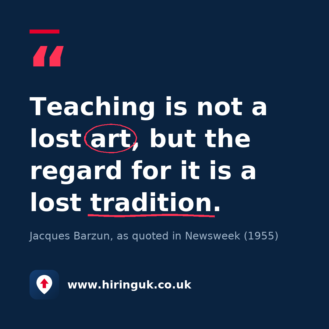 Quote card: Teaching is not a lost art, but the regard for it is a lost tradition.