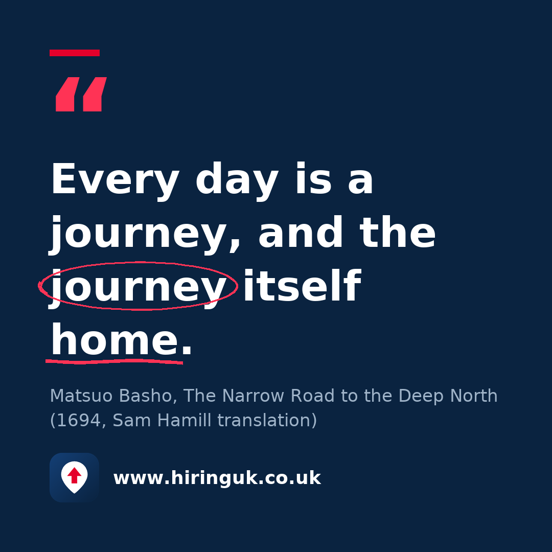 Quote card: Every day is a journey, and the journey itself home.