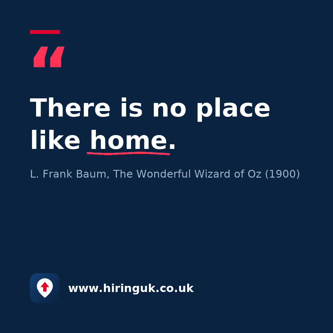 Quote card: There is no place like home.