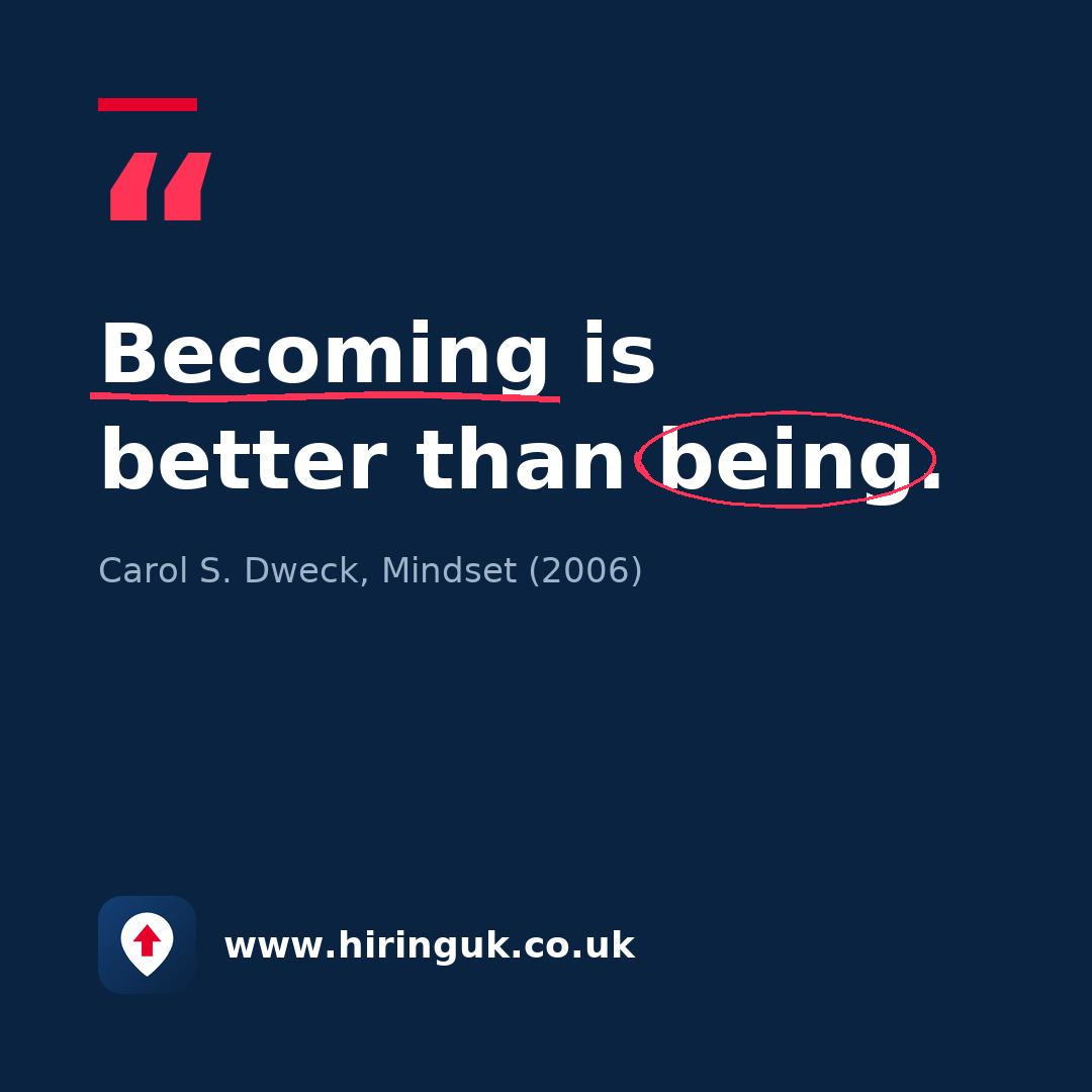 Quote card: Becoming is better than being.