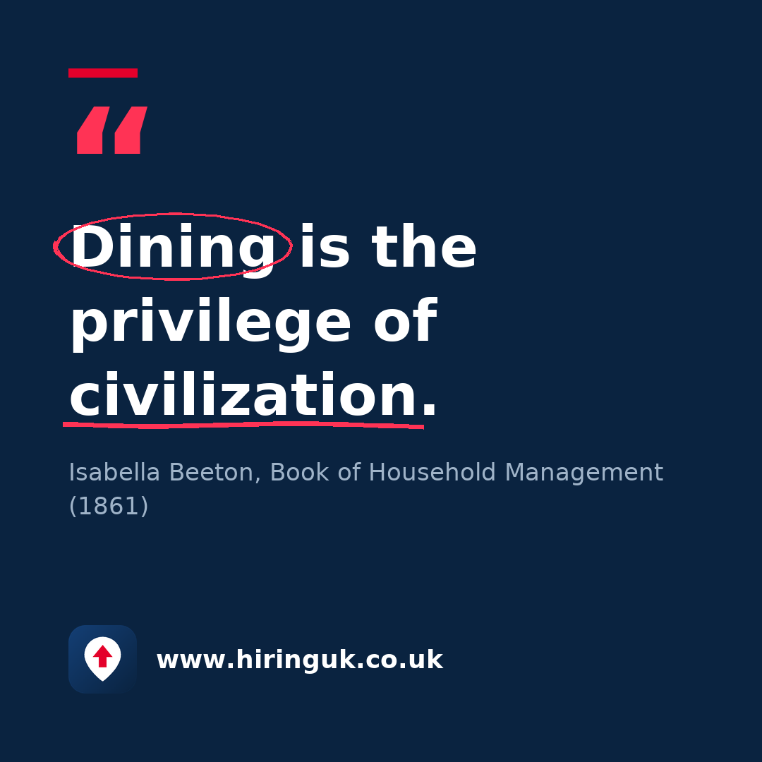Quote card: Dining is the privilege of civilization.